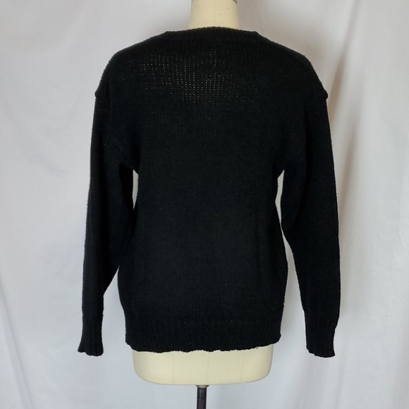 Uno & Una 90s Y2K, S, Vtg black sweater w/flower - Picture 4 of 8